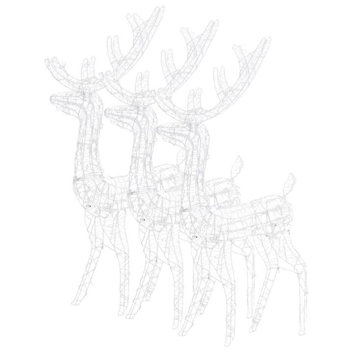 Decorațiuni Reni De Crăciun, 3 Buc., , 120 Cm, Acril Alb Cald