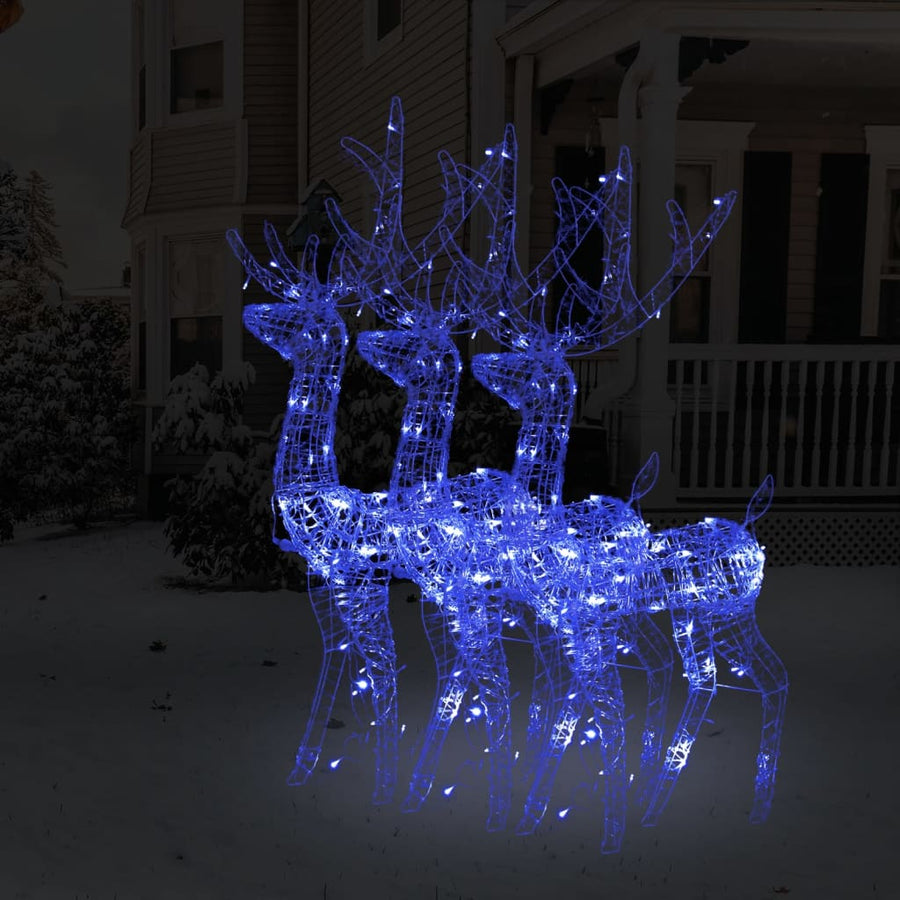 Decorațiuni Reni De Crăciun, 3 Buc., , 120 Cm, Acril Albastru