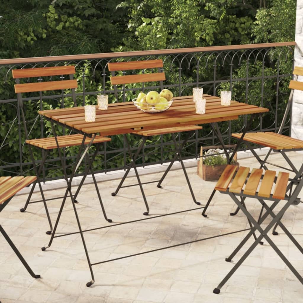 Masă Bistro Pliabilă 100X54X71 Cm, Lemn Masiv De Acacia & Oțel