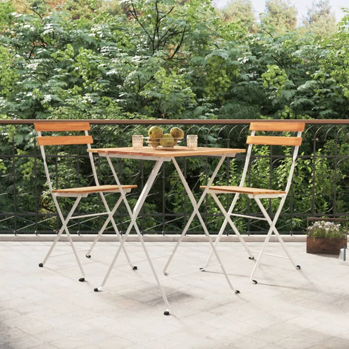 Set Mobilier Bistro Pliabil, 3 Piese, Lemn Masiv De Acacia
