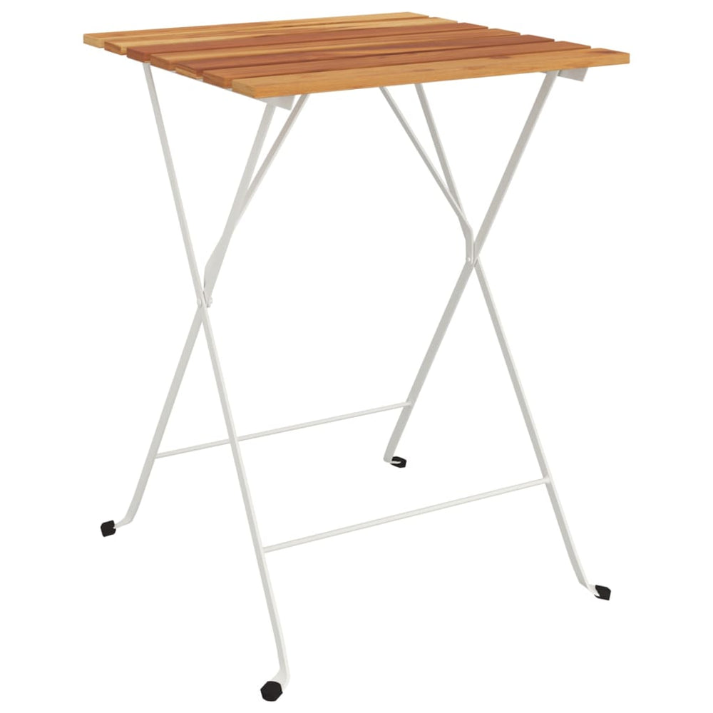 Masă De Bistro Pliabilă 55X54X71 Cm Lemn Masiv De Acacia & Oțel