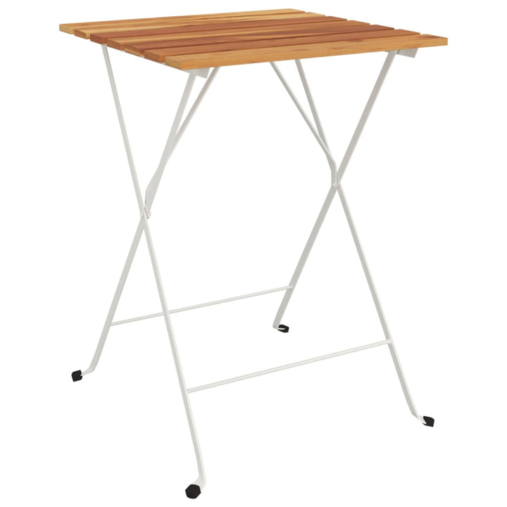 Masă De Bistro Pliabilă 55X54X71 Cm Lemn Masiv De Acacia & Oțel