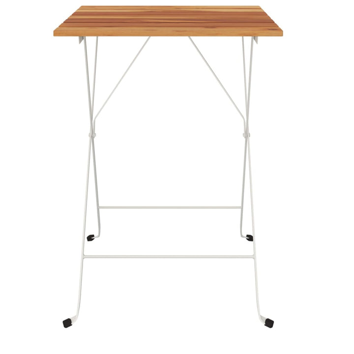 Masă De Bistro Pliabilă 55X54X71 Cm Lemn Masiv De Acacia & Oțel