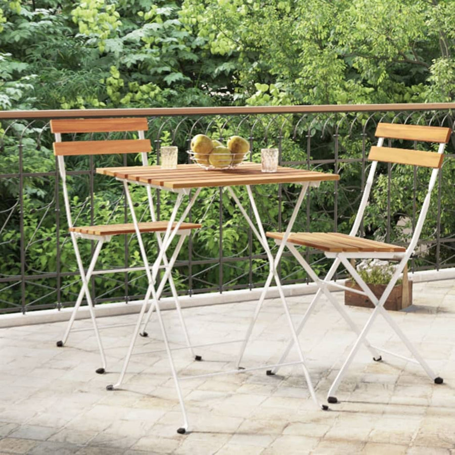 Masă De Bistro Pliabilă 55X54X71 Cm Lemn Masiv De Acacia & Oțel