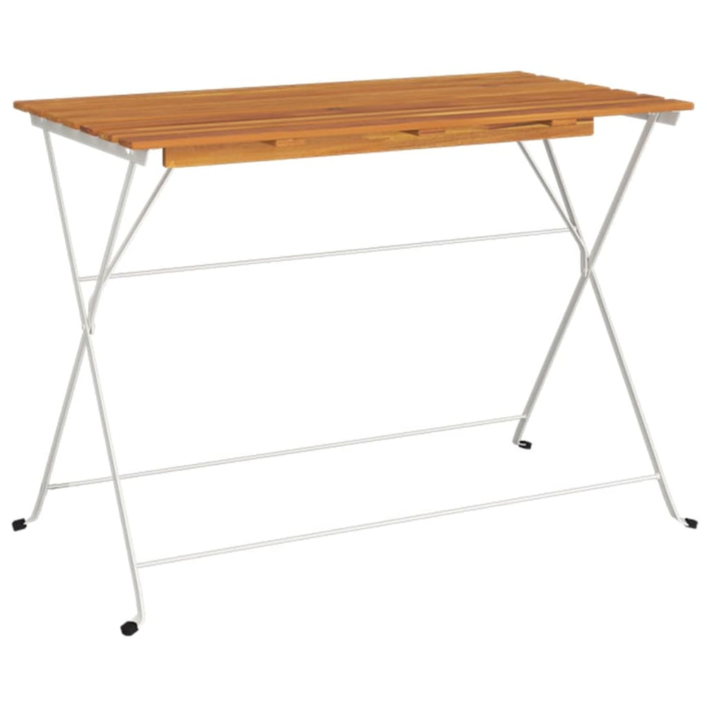 Masă Bistro Pliabilă 100X54X71 Cm, Lemn Masiv De Acacia & Oțel