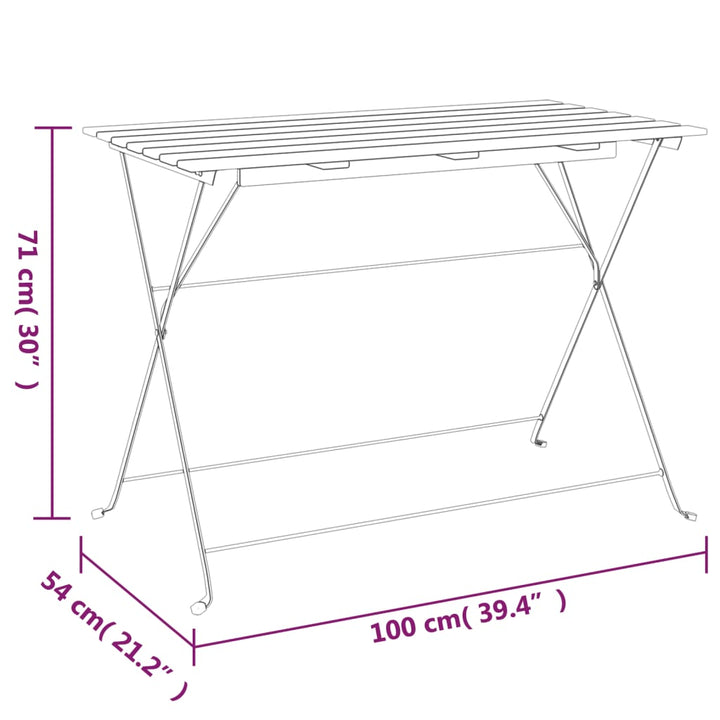Masă Bistro Pliabilă 100X54X71 Cm, Lemn Masiv De Acacia & Oțel