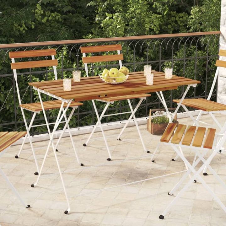 Masă Bistro Pliabilă 100X54X71 Cm, Lemn Masiv De Acacia & Oțel