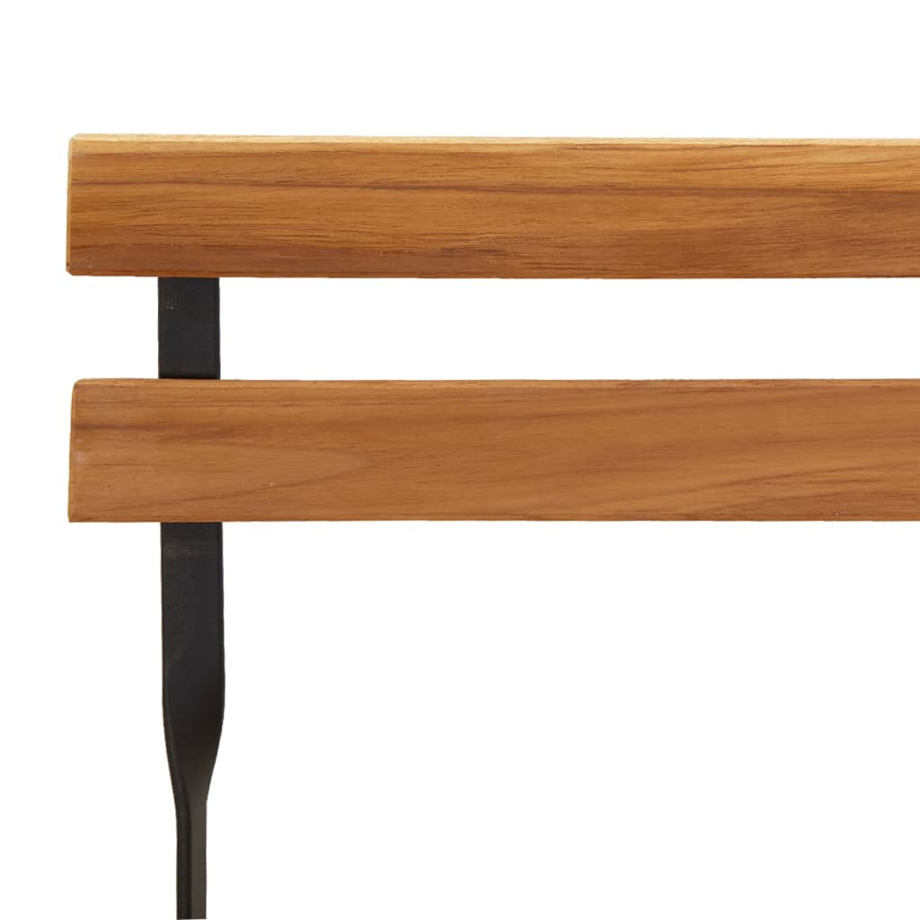Set Mobilier De Bistro Pliabil, 3 Piese, Lemn Masiv Tec Și Oțel
