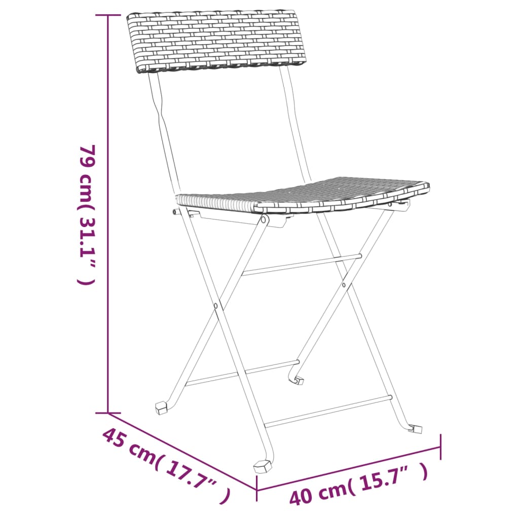 Set Mobilier Bistro Pliabil, 3 Piese, , Poliratan