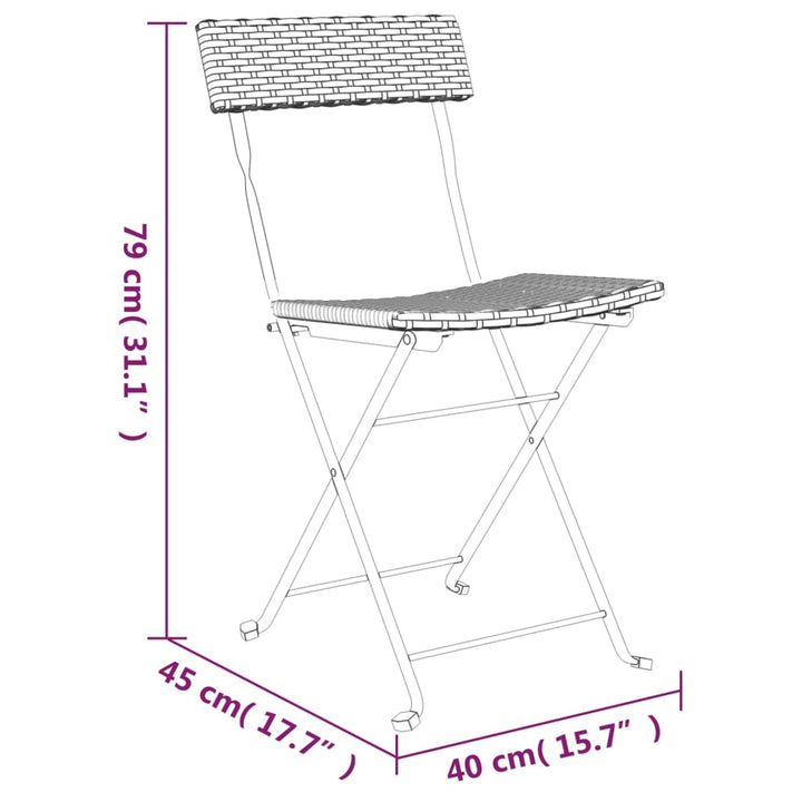 Set Mobilier Bistro Pliabil, 3 Piese, , Poliratan