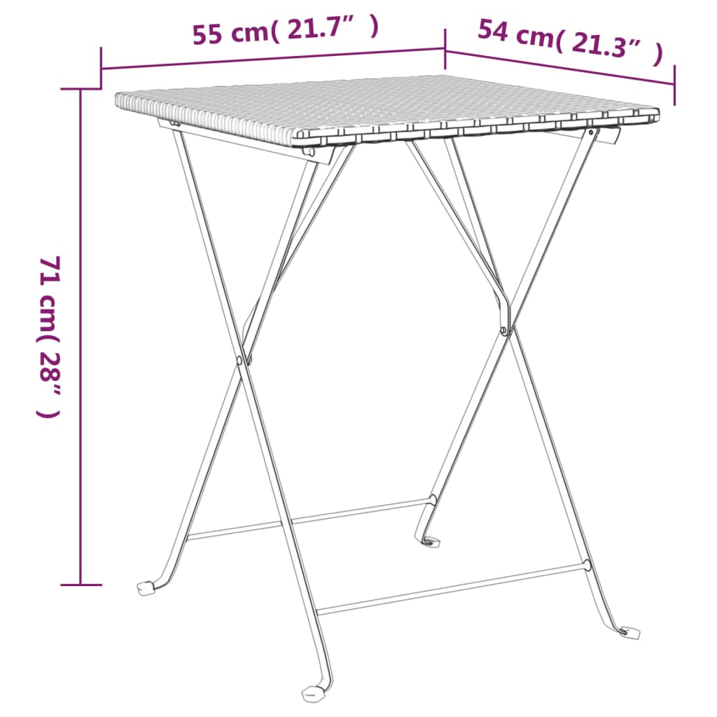 Set Mobilier Bistro Pliabil, 3 Piese, , Poliratan