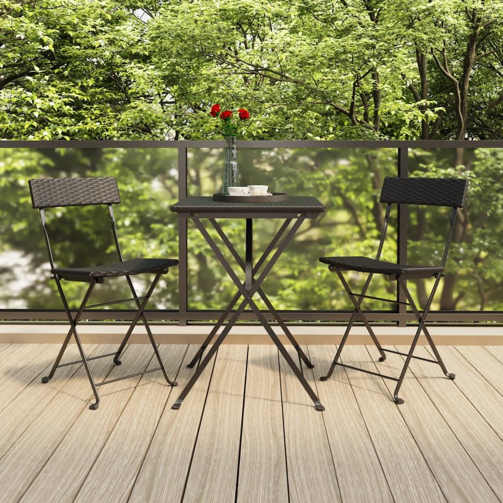 Set Mobilier Bistro Pliabil, 3 Piese, , Poliratan