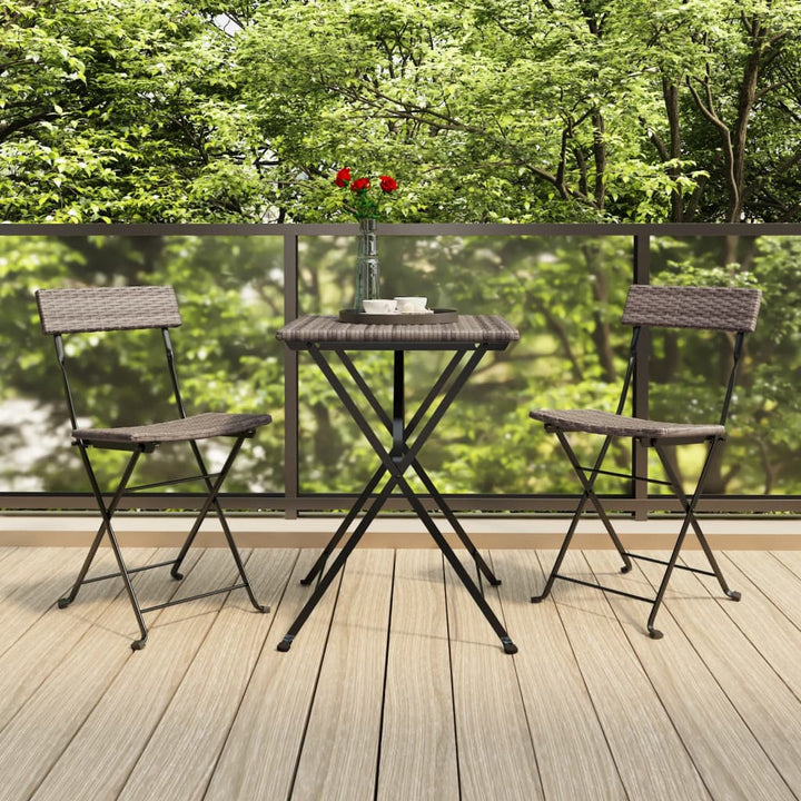Set Mobilier Bistro Pliabil, 3 Piese, , Poliratan