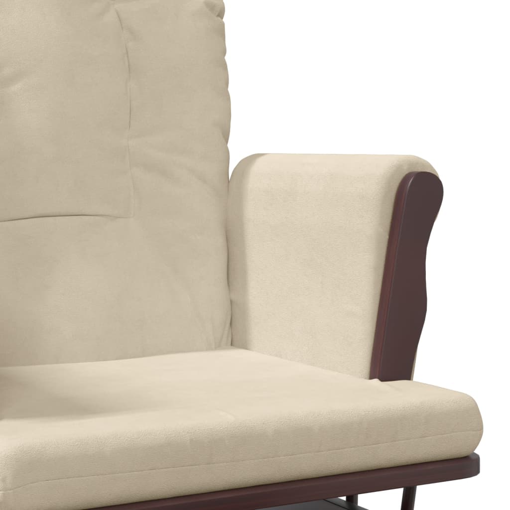Scaun Glisant Cu Taburet, Alb Crem, Material Textil