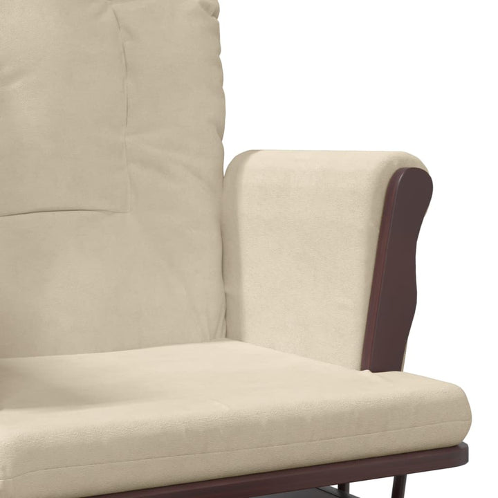 Scaun Glisant Cu Taburet, Alb Crem, Material Textil