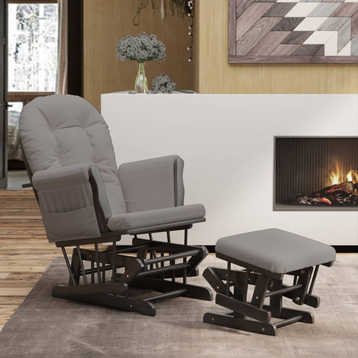 Scaun Glisant Cu Taburet, Alb Crem, Material Textil