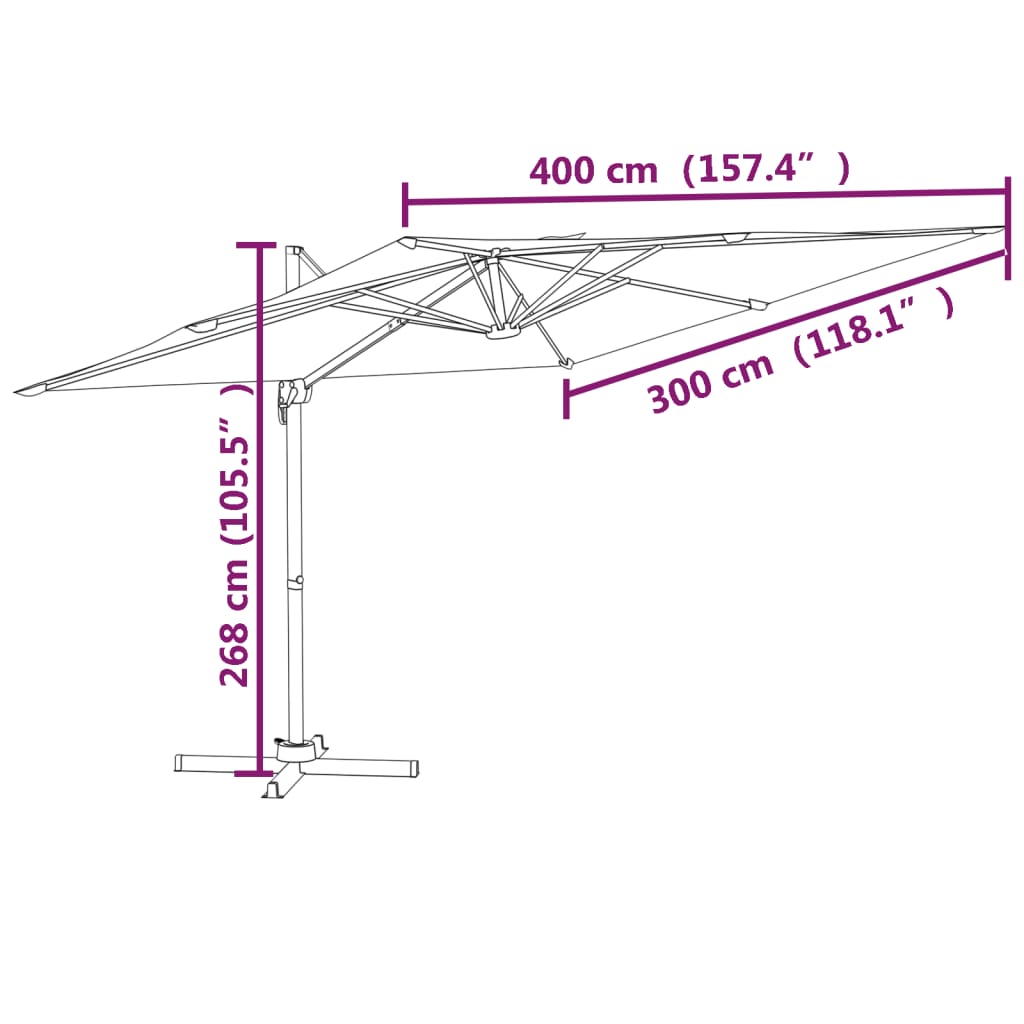 Umbrelă În Consolă, Stâlp Din Aluminiu, Verde, 400X300 Cm