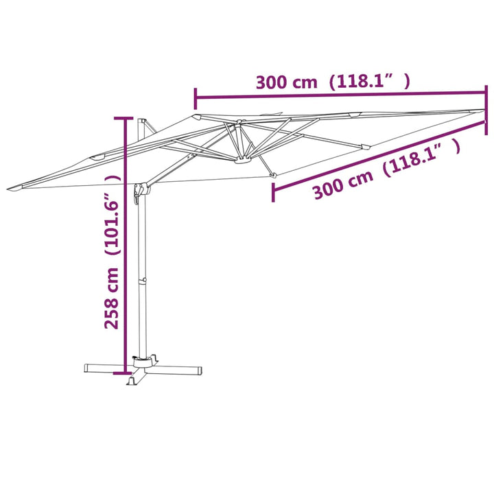 Umbrelă În Consolă, Stâlp Din Aluminiu, Gri Taupe, 300X300 Cm