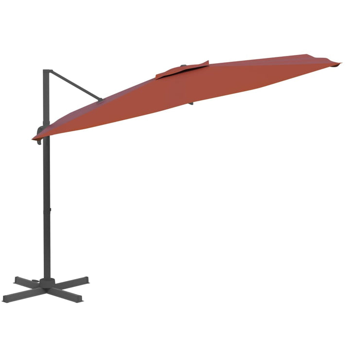 Umbrelă În Consolă Cu Stâlp Din Aluminiu, Cărămiziu, 400X300 Cm