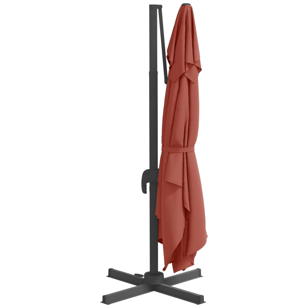 Umbrelă În Consolă Cu Stâlp Din Aluminiu, Cărămiziu, 400X300 Cm