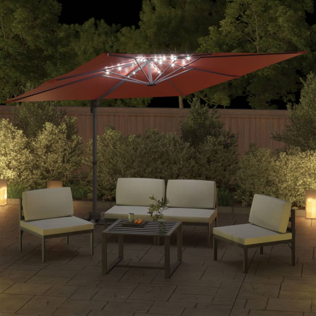 Umbrelă În Consolă Cu Led, Cărămiziu, 400X300 Cm