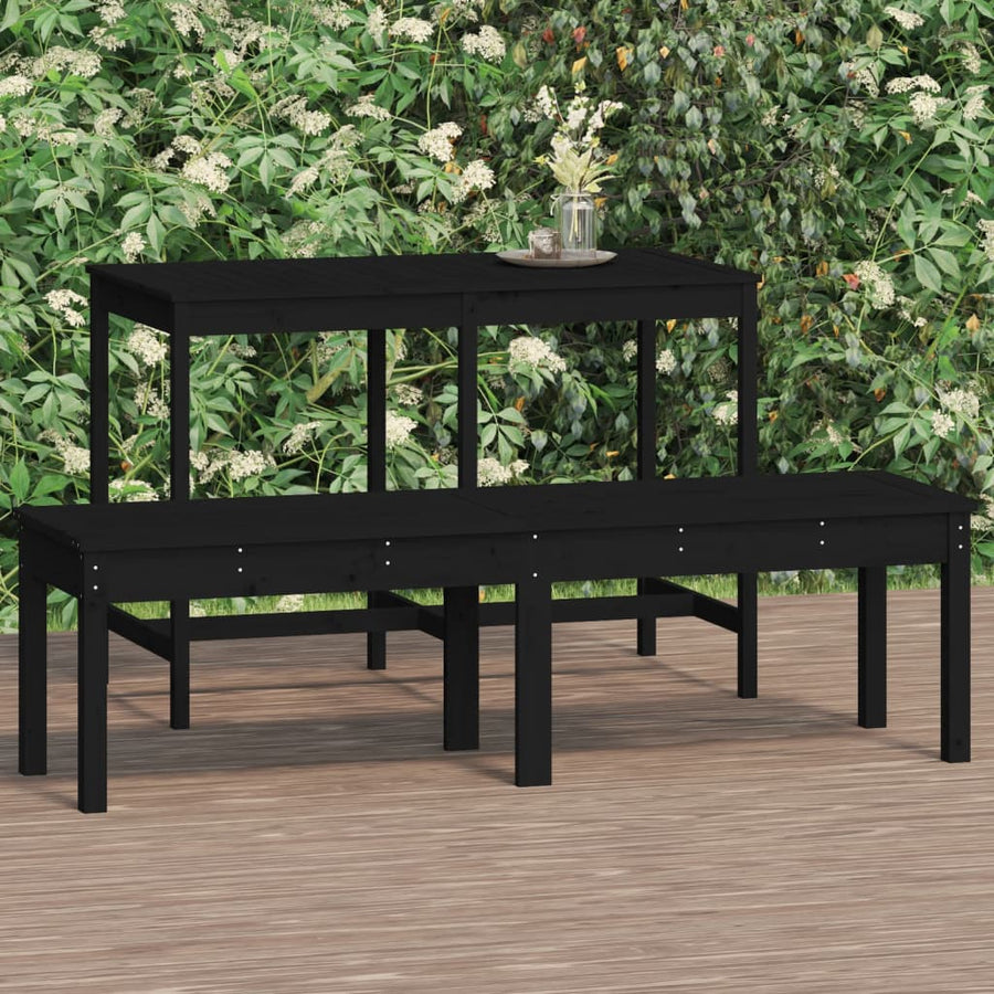 Bancă Grădină 2 Locuri, Negru, 159,5X44X45Cm, Lemn Masiv De Pin