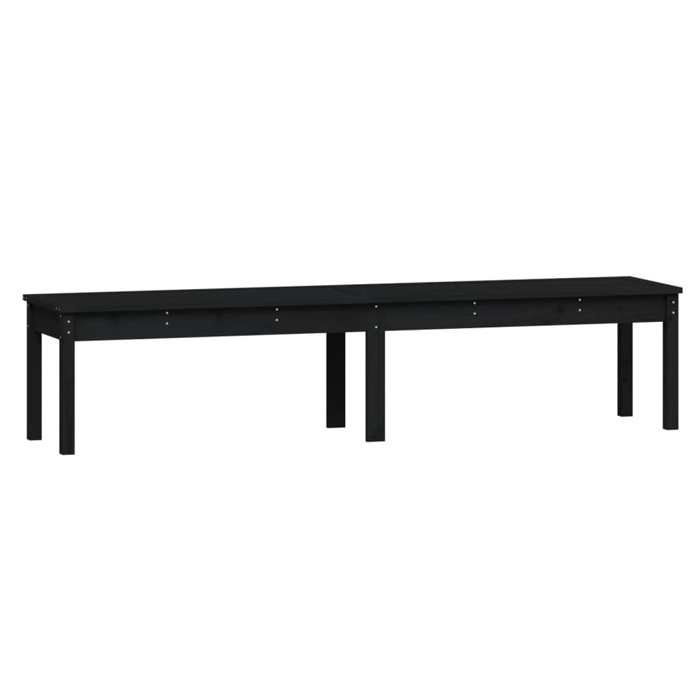 Bancă Grădină 2 Locuri, Negru, 203,5X44X45Cm, Lemn Masiv De Pin