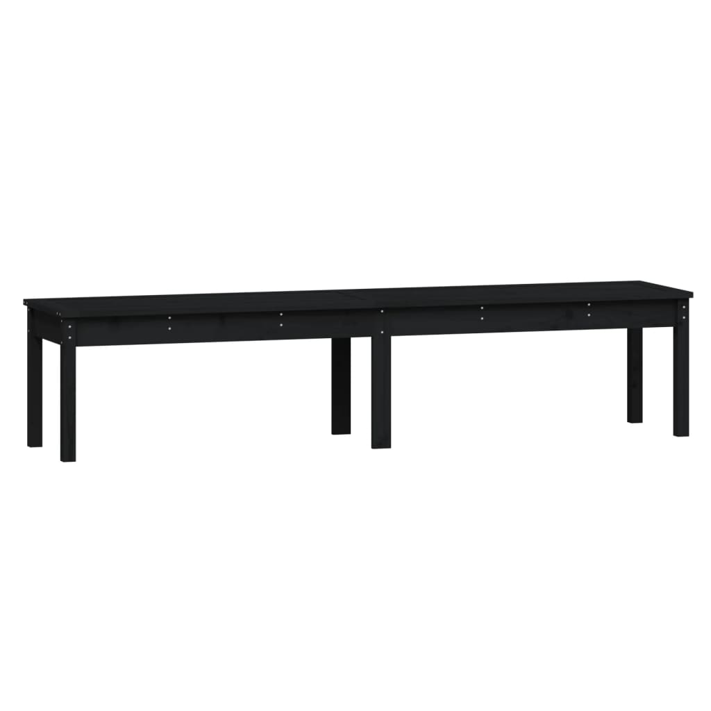 Bancă Grădină 2 Locuri, Negru, 203,5X44X45Cm, Lemn Masiv De Pin
