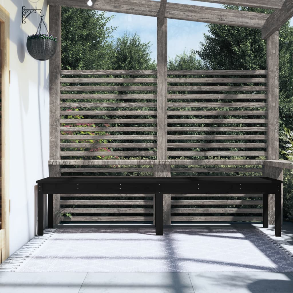 Bancă Grădină 2 Locuri, Negru, 203,5X44X45Cm, Lemn Masiv De Pin