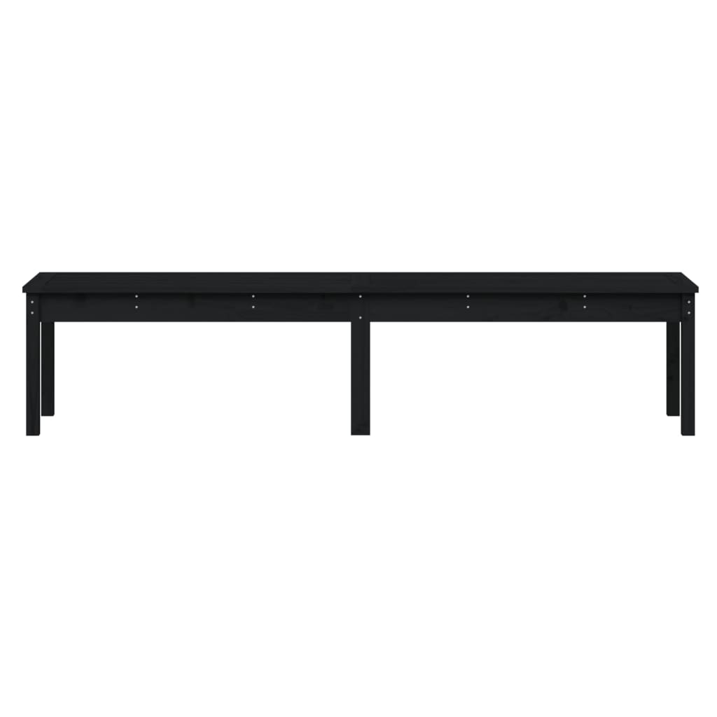 Bancă Grădină 2 Locuri, Negru, 203,5X44X45Cm, Lemn Masiv De Pin