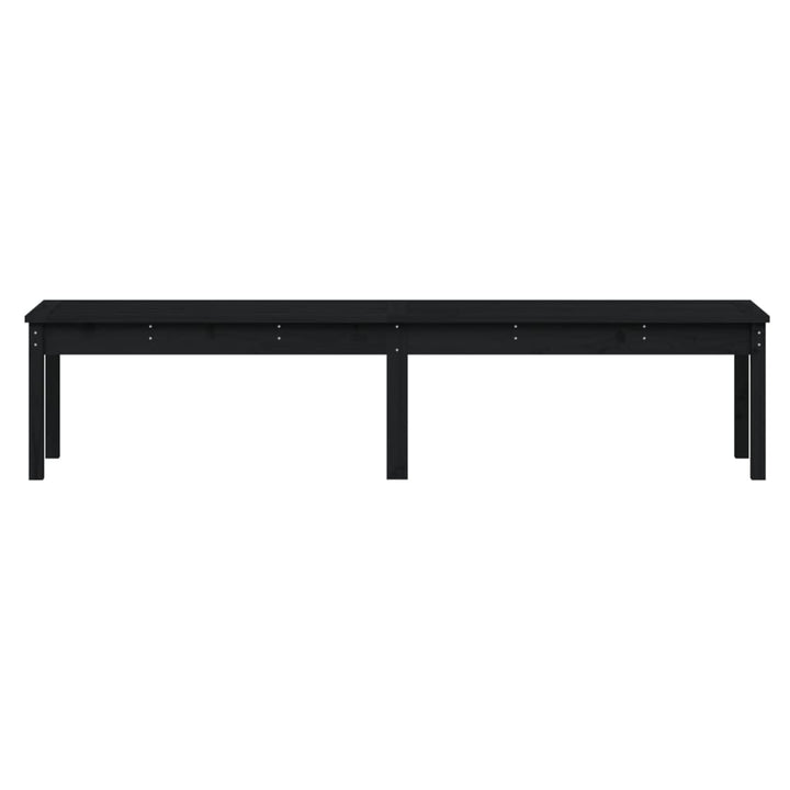 Bancă Grădină 2 Locuri, Negru, 203,5X44X45Cm, Lemn Masiv De Pin