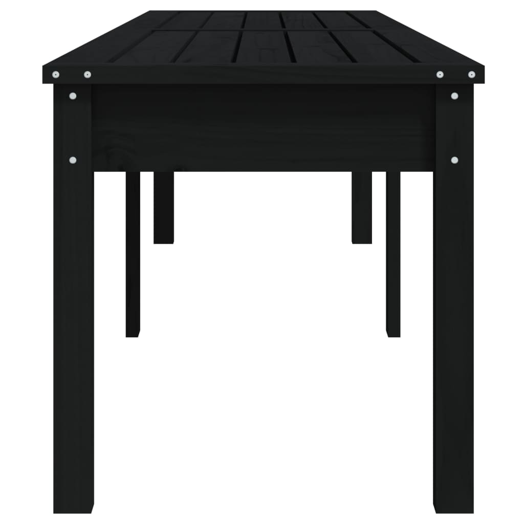 Bancă Grădină 2 Locuri, Negru, 203,5X44X45Cm, Lemn Masiv De Pin