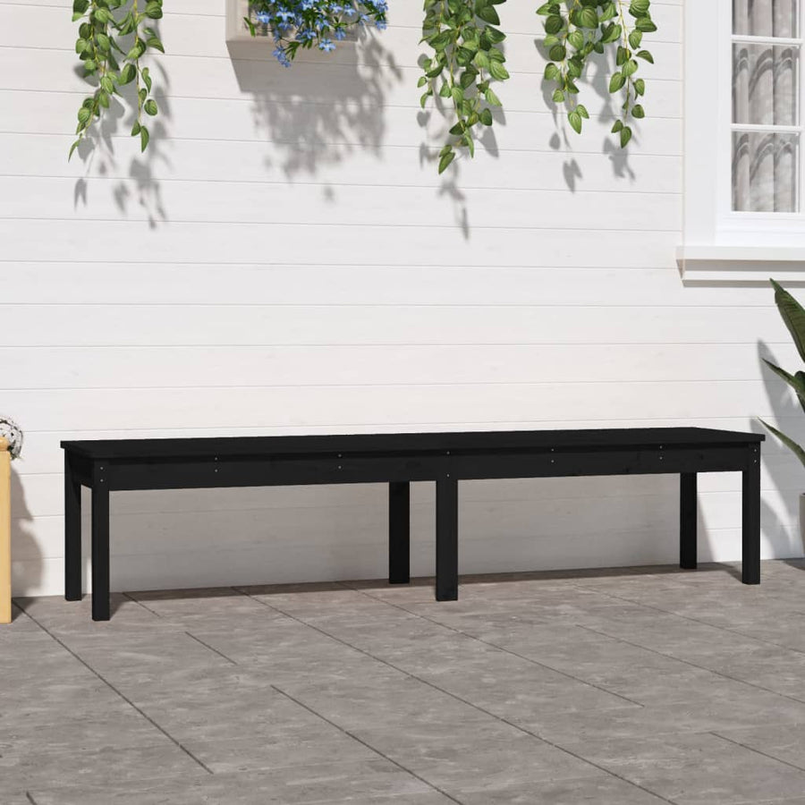 Bancă Grădină 2 Locuri, Negru, 203,5X44X45Cm, Lemn Masiv De Pin