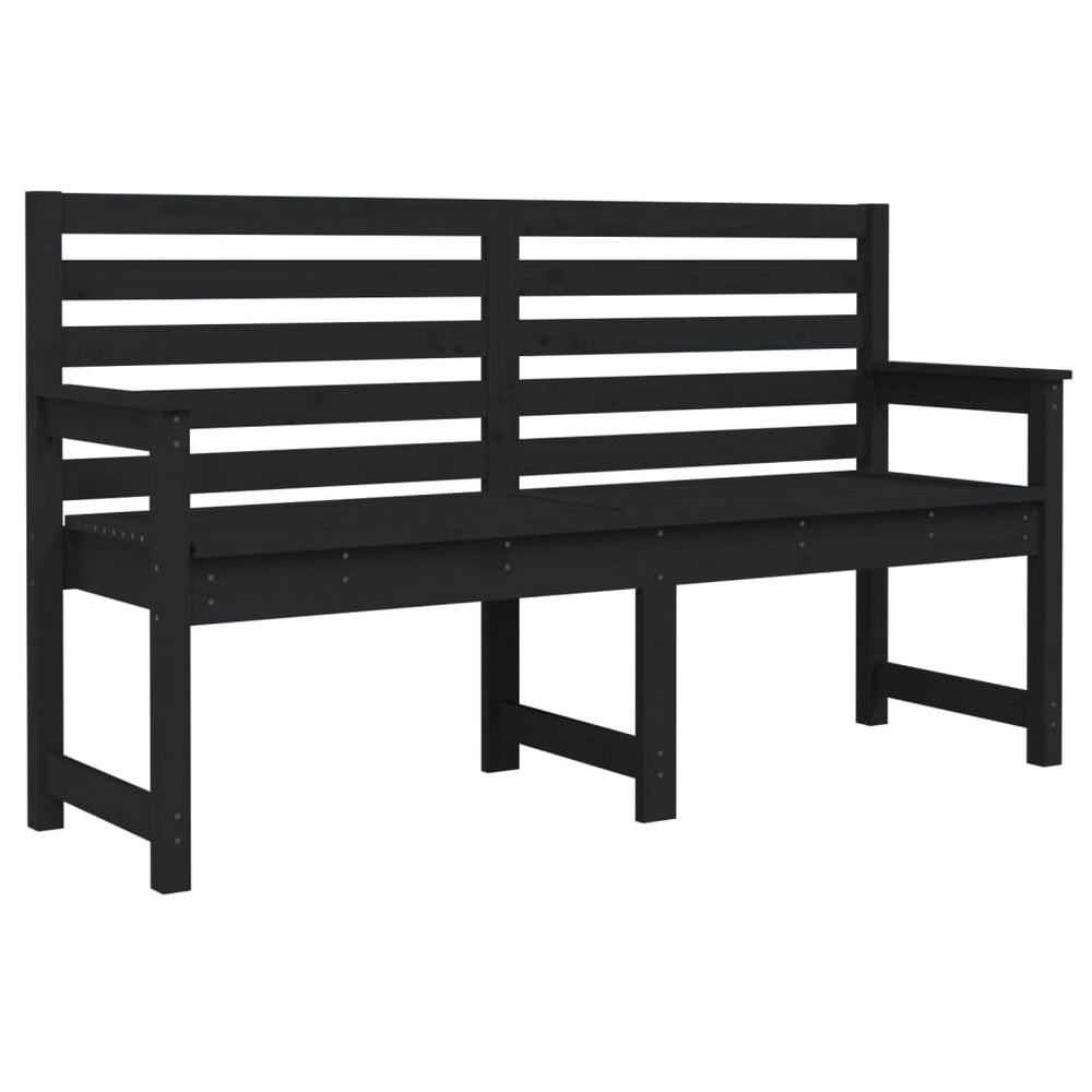 Bancă De Grădină, Negru, 159,5X48X91,5 Cm, Lemn Masiv De Pin