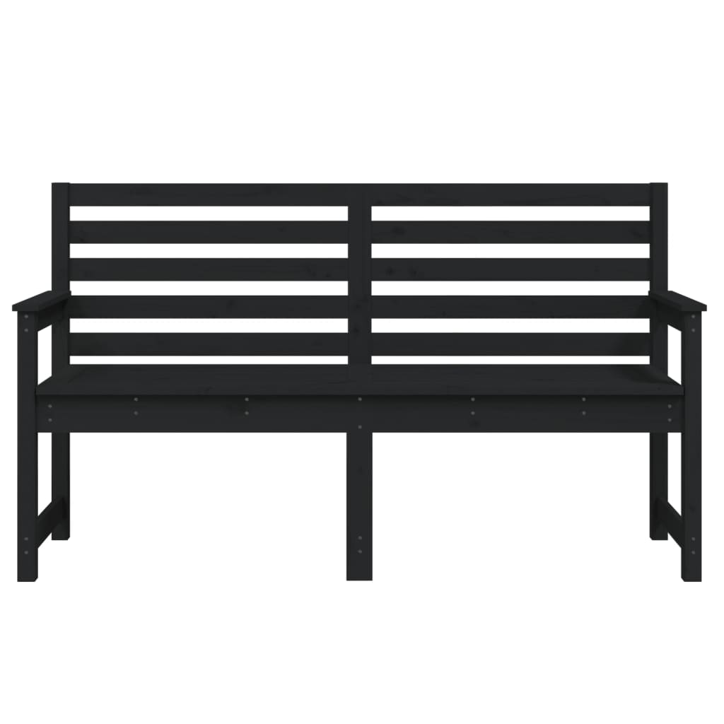Bancă De Grădină, Negru, 159,5X48X91,5 Cm, Lemn Masiv De Pin