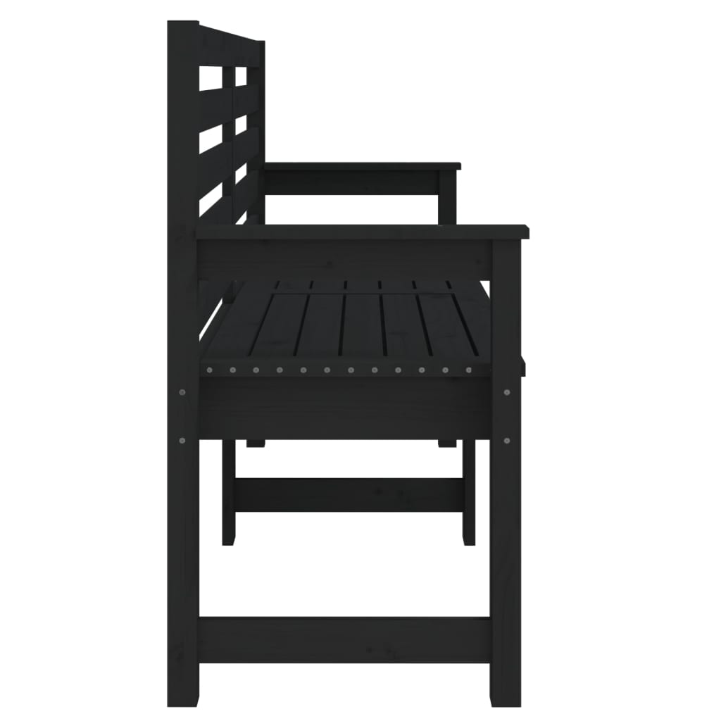 Bancă De Grădină, Negru, 159,5X48X91,5 Cm, Lemn Masiv De Pin