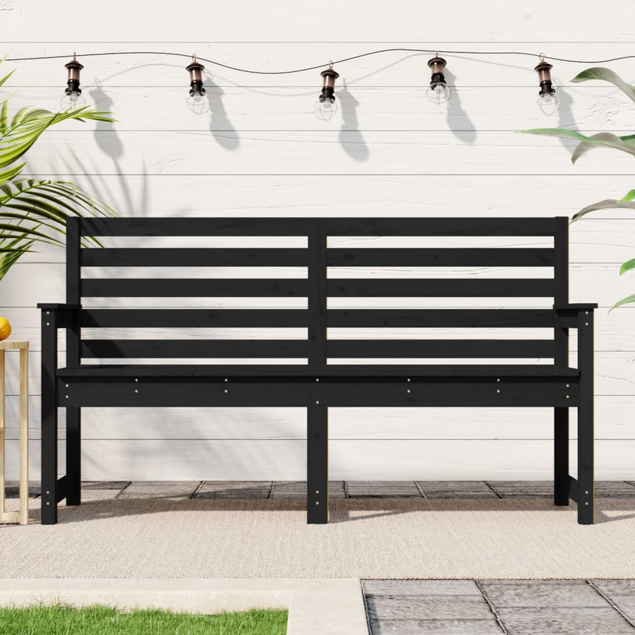 Bancă De Grădină, Negru, 159,5X48X91,5 Cm, Lemn Masiv De Pin