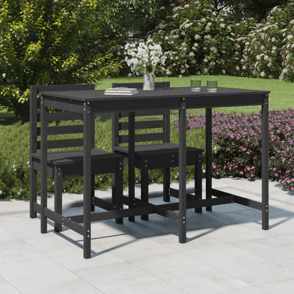 Masă De Grădină, Negru, 159,5X82,5X110 Cm, Lemn Masiv De Pin