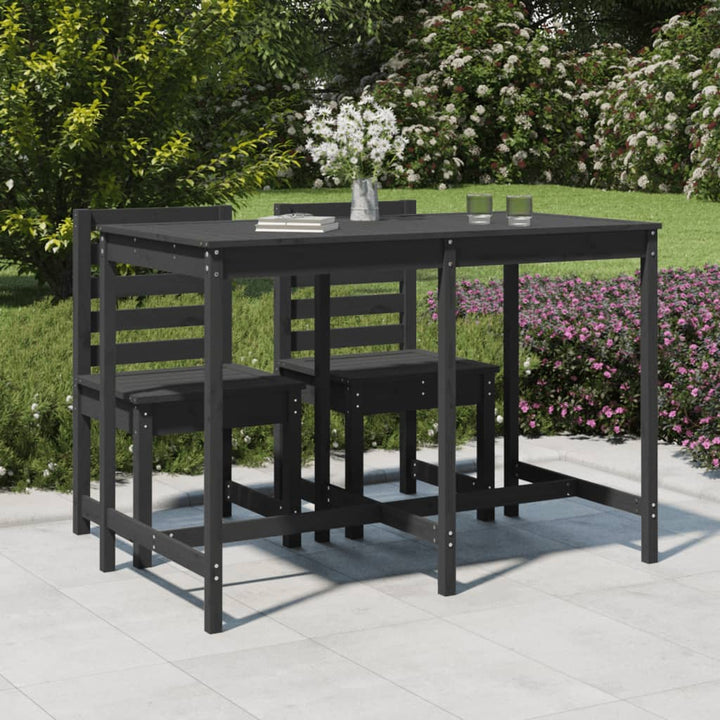 Masă De Grădină, Negru, 159,5X82,5X110 Cm, Lemn Masiv De Pin