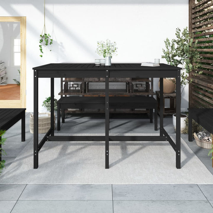 Masă De Grădină, Negru, 159,5X82,5X110 Cm, Lemn Masiv De Pin