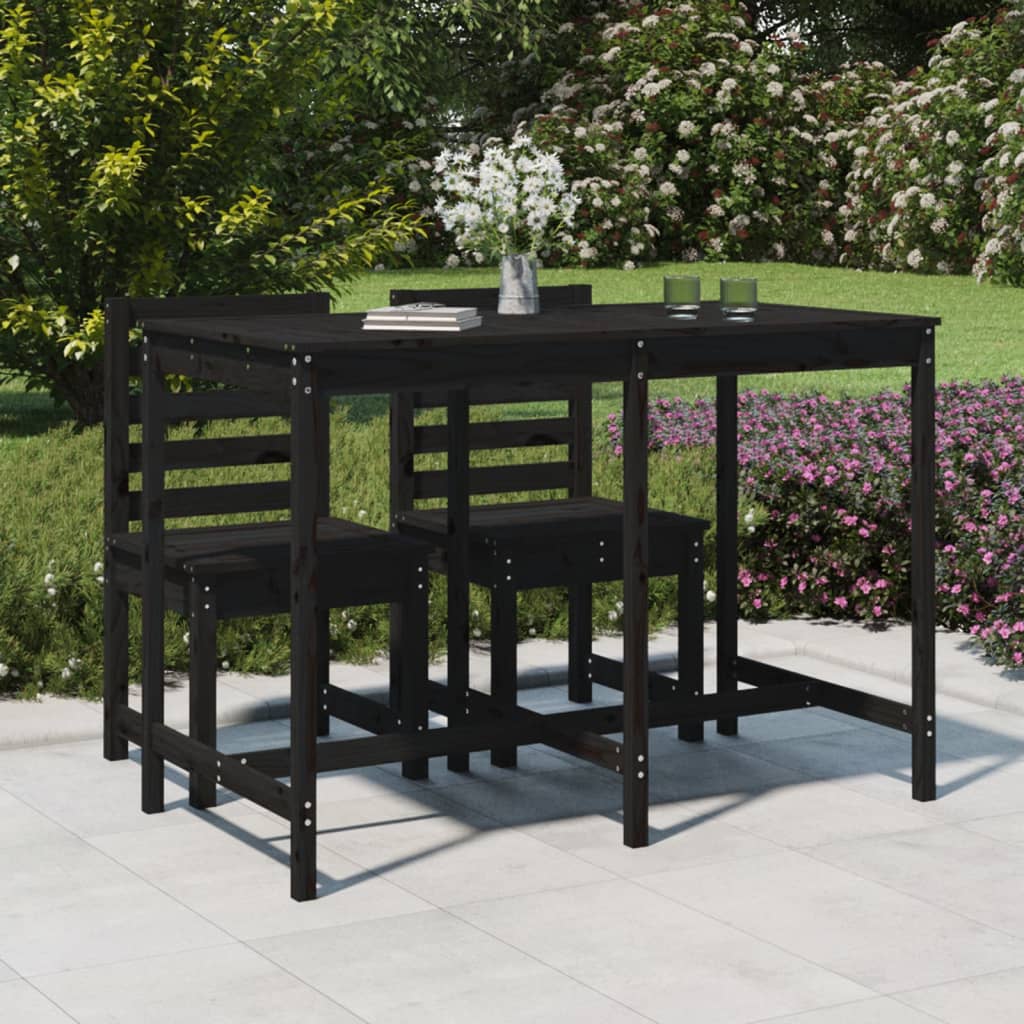 Masă De Grădină, Negru, 159,5X82,5X110 Cm, Lemn Masiv De Pin