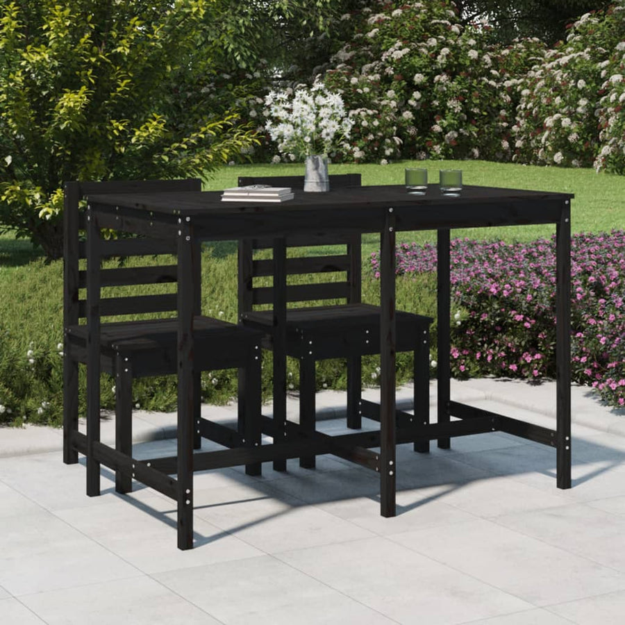 Masă De Grădină, Negru, 159,5X82,5X110 Cm, Lemn Masiv De Pin