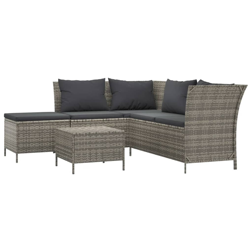 Set Mobilier De Grădină Cu Perne, 4 Piese, , Poliratan