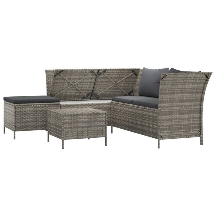 Set Mobilier De Grădină Cu Perne, 4 Piese, , Poliratan