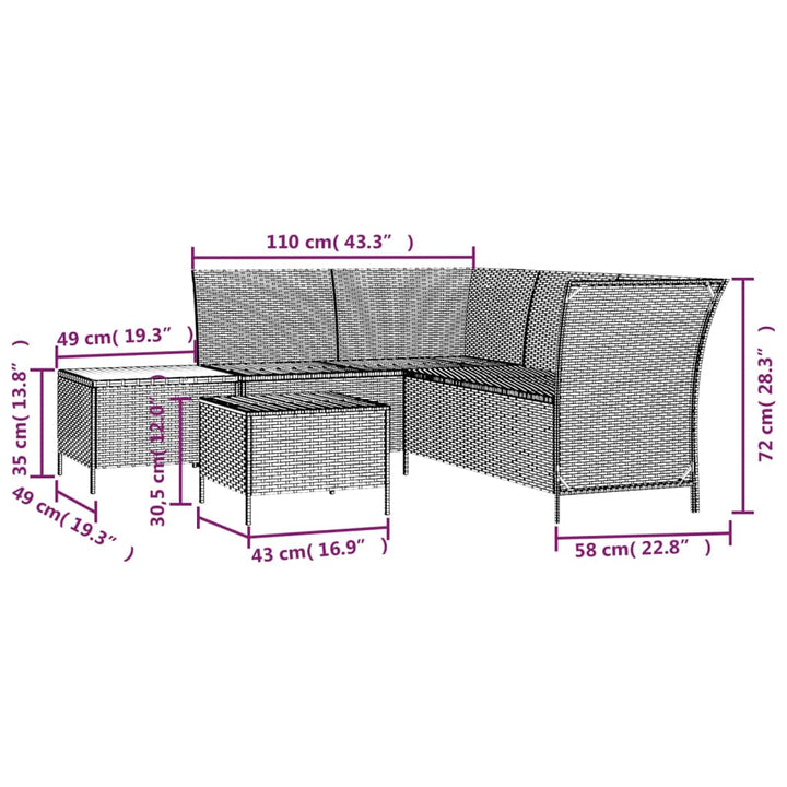 Set Mobilier De Grădină Cu Perne, 4 Piese, , Poliratan