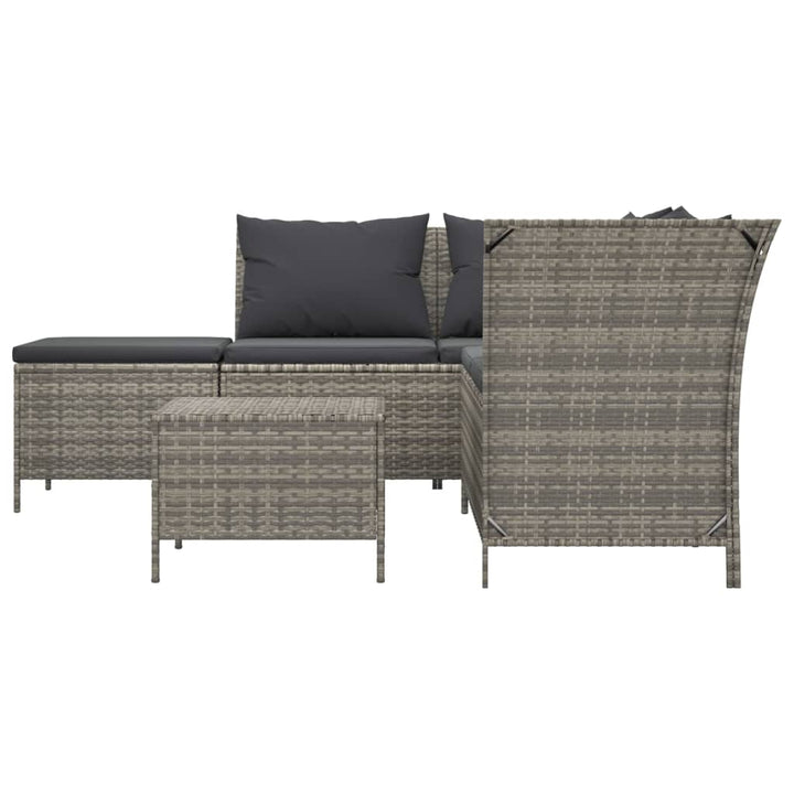 Set Mobilier De Grădină Cu Perne, 4 Piese, , Poliratan