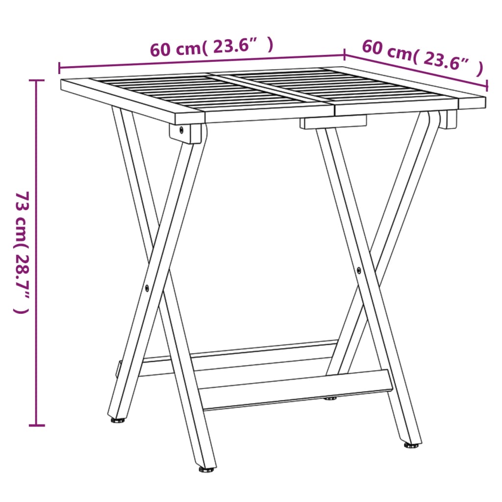 Set De Bistro Pliabil, 3 Piese, Lemn Masiv De Acacia