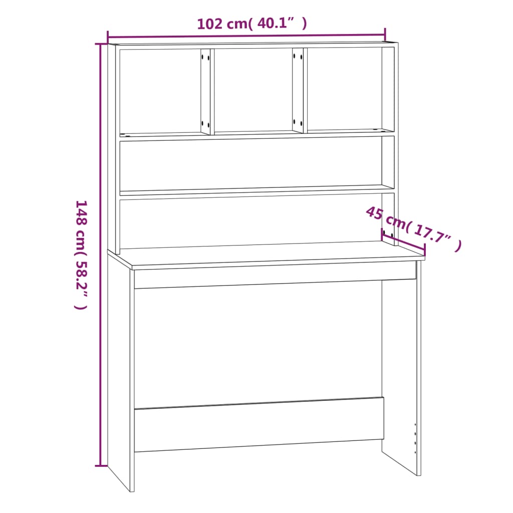 Birou Cu Rafturi, , 102X45X148 Cm, Lemn Compozit