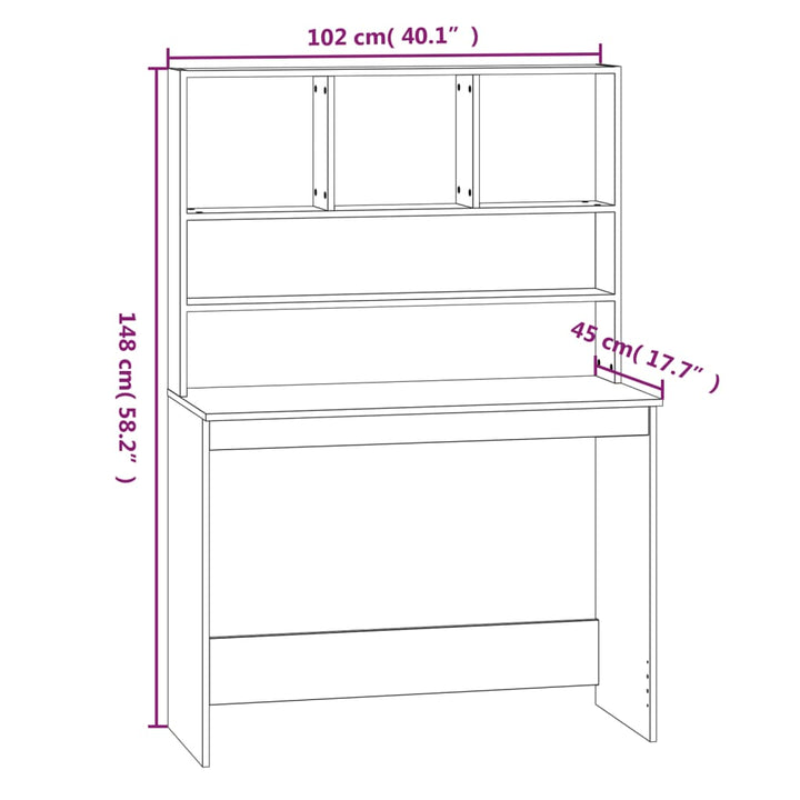 Birou Cu Rafturi, , 102X45X148 Cm, Lemn Compozit