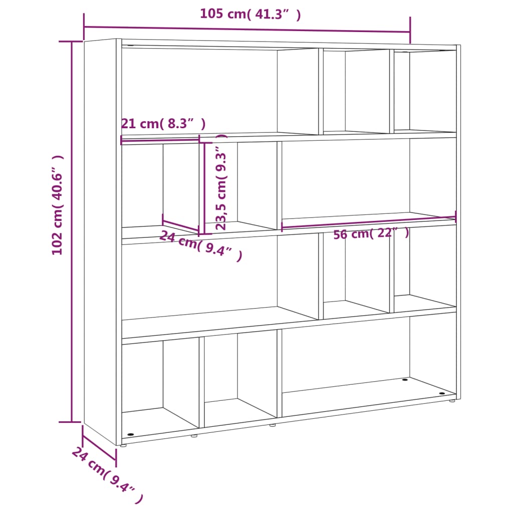 Bibliotecă/Separator Cameră, , 105X24X102 Cm